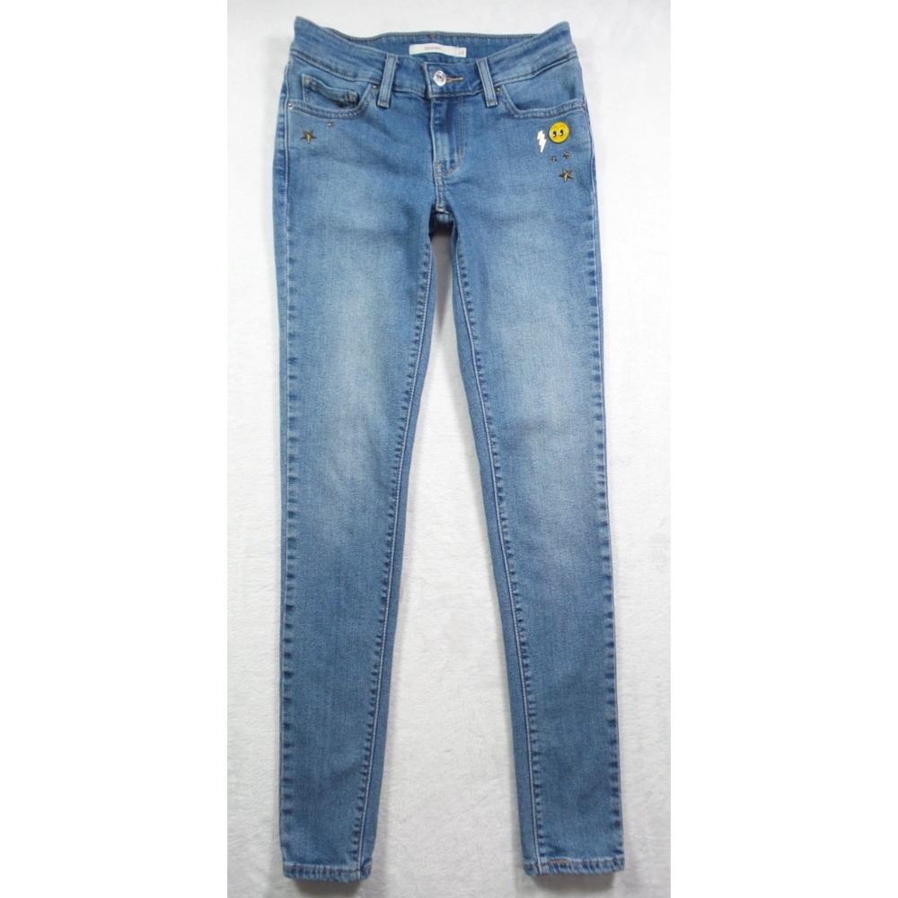 Levis Jeans Womens Size 24 Blue 711 Skinny Fit Stretch Low Rise Embellished